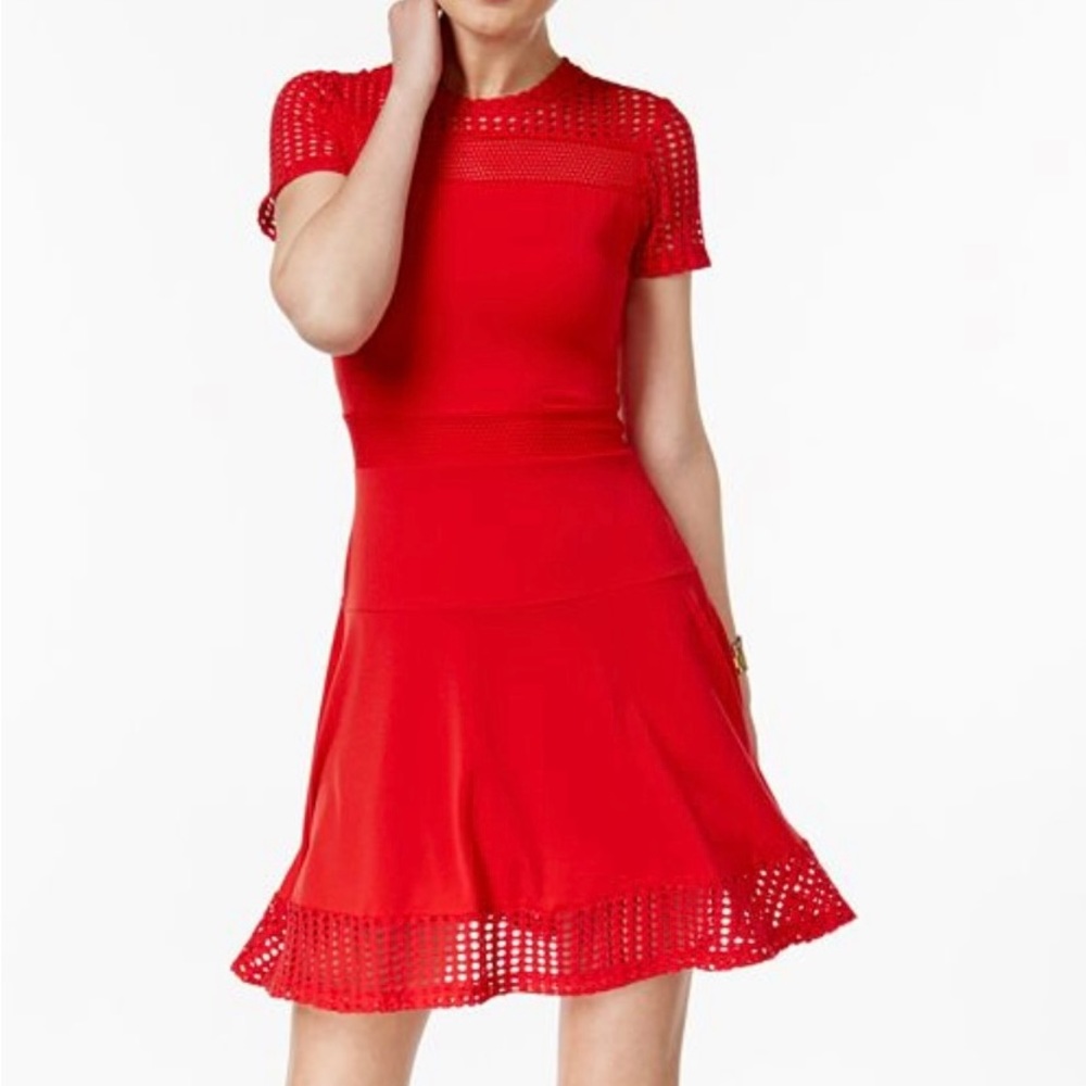 Michael Kors Lace Mesh Fit and Flare Dress - Size M